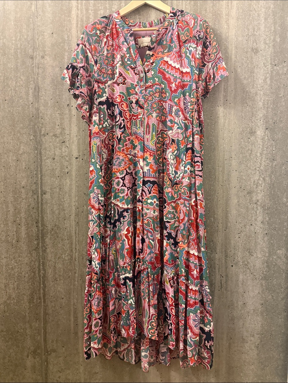 Maeve Pink & Green Paisley Maxi Dress